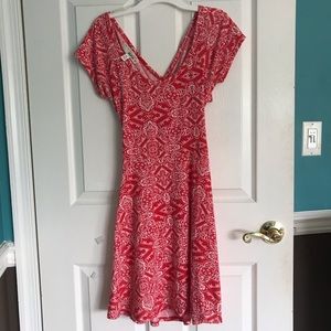 Red & White Pattered Sundress with cutout
